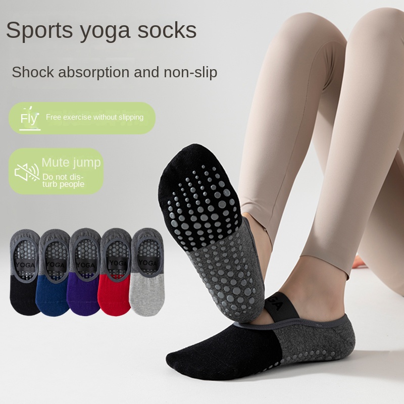 Pilates Is Yoga - 5足組 クロスボーダー プロ仕様 ヨガソックス、コットンストラップ付きシリコン滑り止め ピラティス フィットネス