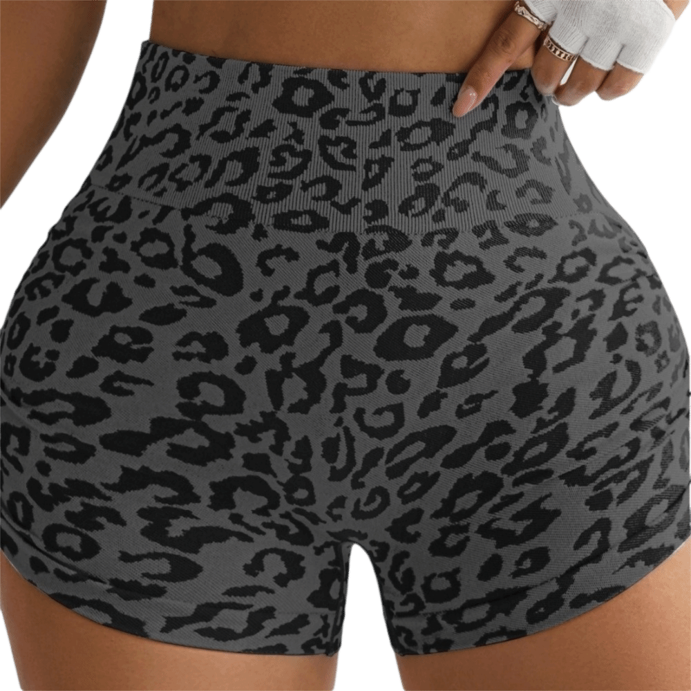 Pilates Yoga Oxford - カジュアルヒョウ柄ハイウエストショーツスキンタイト弾性シームレスショーツヒップリフティングヨガショーツピラティス