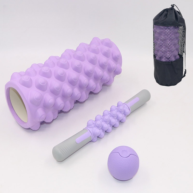 Pilates Yoga Roller - ヨガコラム ヨガ器具 33cm スパイク付きフローティングポイントマッサージスティック 中空フォームローラー 筋膜ボール