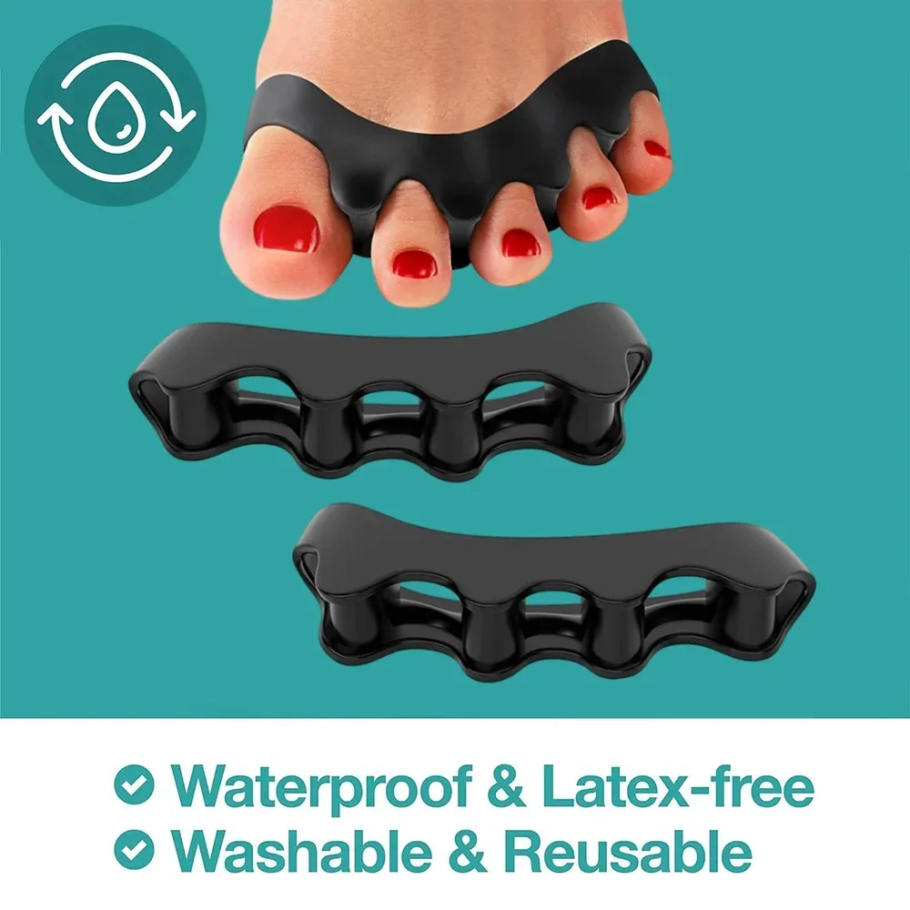 Toe Separator Silicon - 再利用可能なシリコン製つま先セパレーター、外反母趾矯正器、ハンマートゥ矯正器、柔らかいシリコン素材、つま先分離用フットケアツール