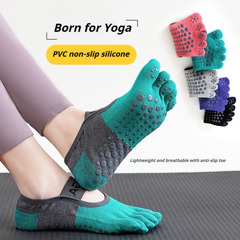 Pilates Is Yoga - プロのピラティス用滑り止め付き五本指アンクルソックス 女性用 オールシーズン対応 通気性 フィットネス ヨガ