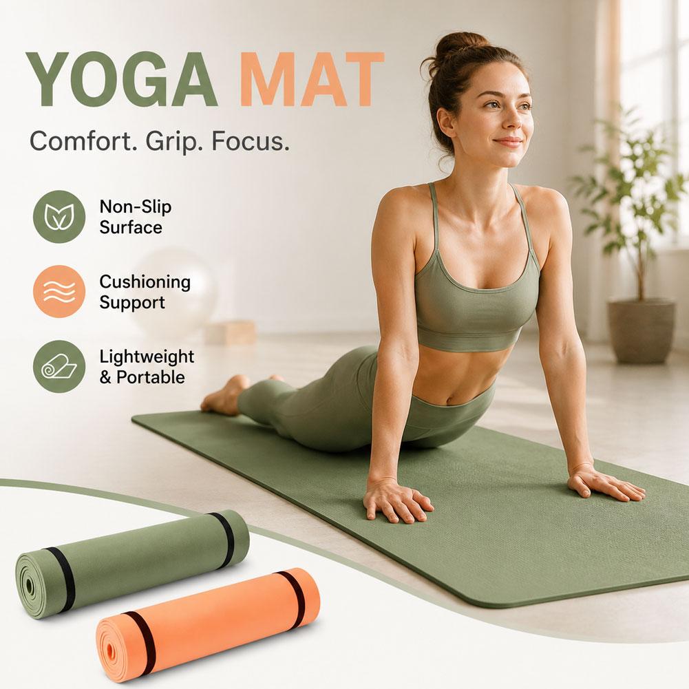 Pilates Yoga Matte - 厚いヨガマット滑り止めスポーツフィットネスマットEVAコンフォートフォームヨガマットエクササイズヨガやピラティス体操マット用