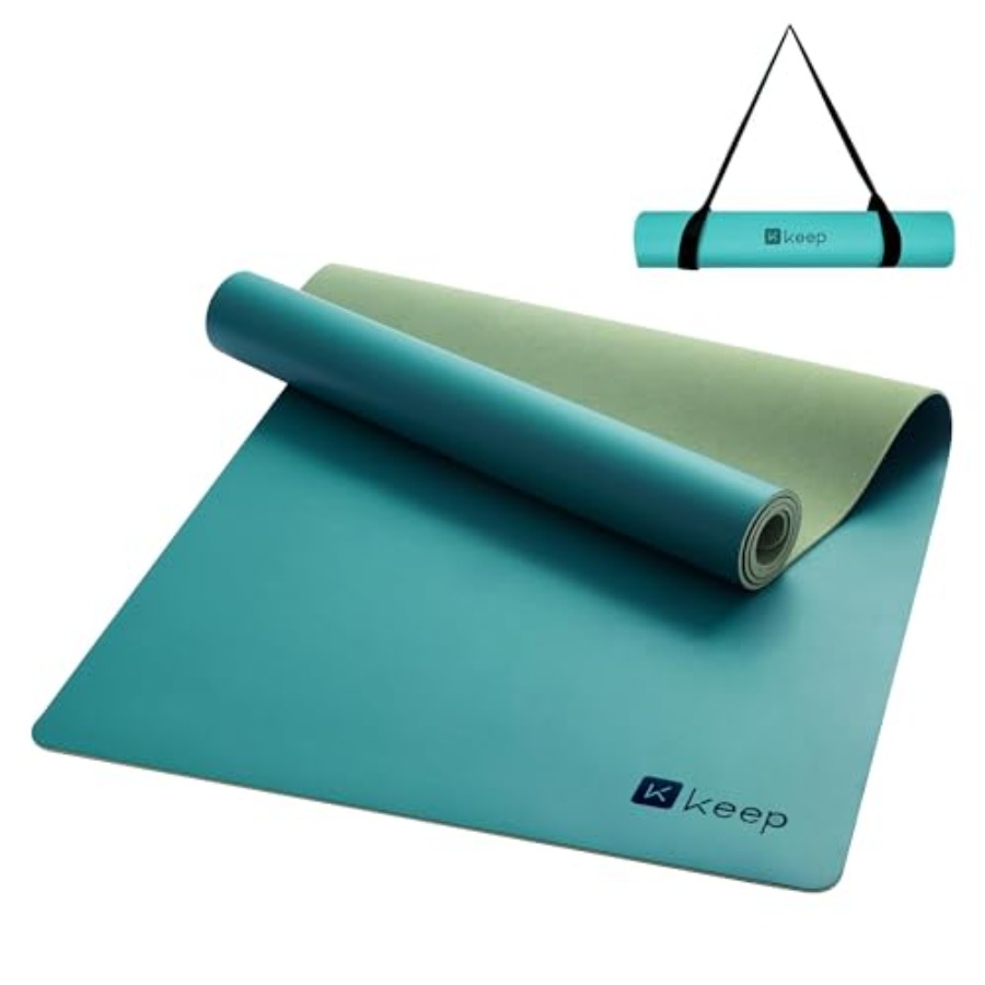 Pilates Yoga Hiit - ホットヨガ、ピラティス、HIIT用ラバーヨガマット - PU天然ゴム、ブラック、吸汗性滑り止め、厚さ5mm、72x26インチエクストラロングW
