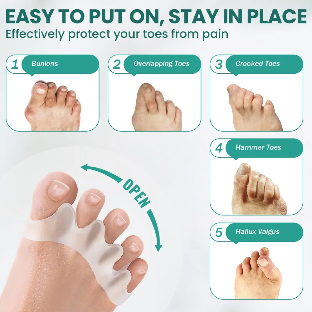 再利用可能なシリコン製つま先セパレーター、外反母趾矯正器、ハ - Toe Separator Silicon のレビューと価格