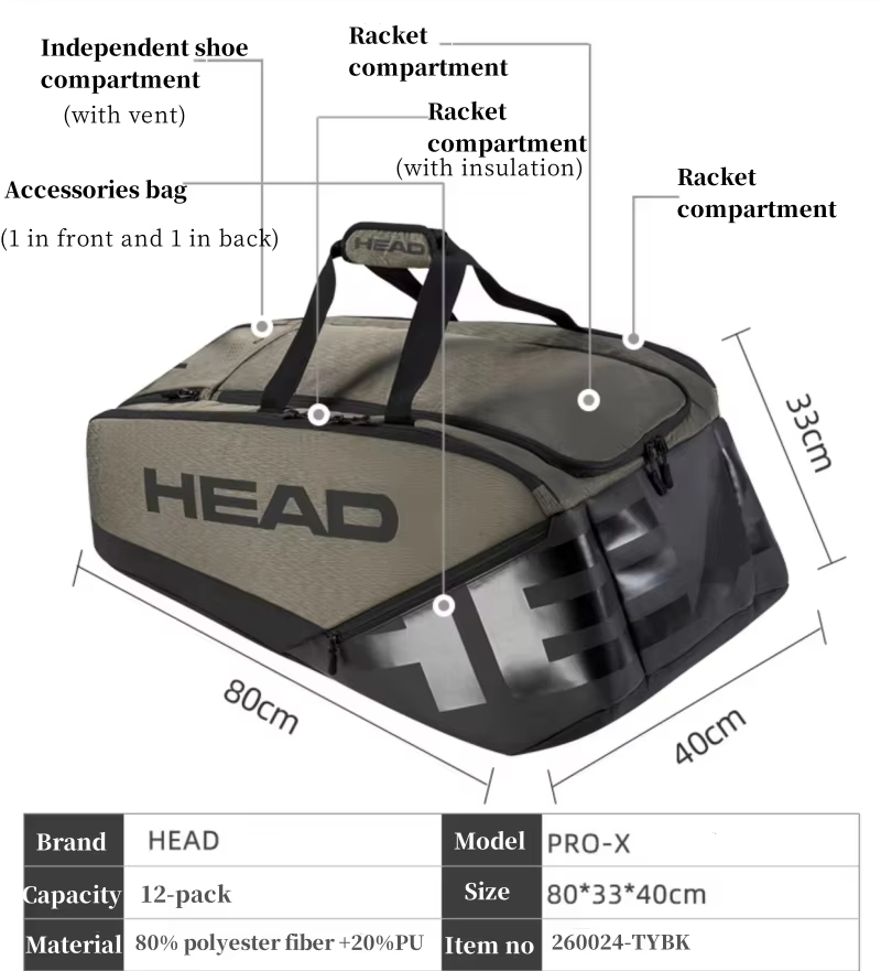 HEAD TOUR/PROX シリーズ テニスラケットバッグ - Head Racket Boom のレビューと価格
