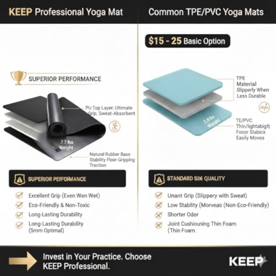 ホットヨガ、ピラティス、HIIT用ラバーヨガマット - PU - Pilates Yoga Hiit のレビューと価格